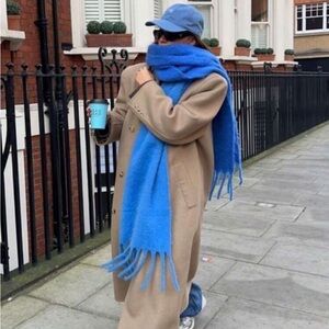 1pc Thick Solid Color Fringed Warm Scarf For Women Autumn/Winter